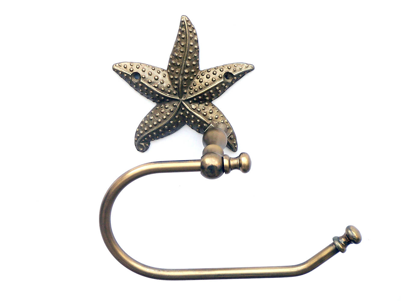 Antique Brass Starfish Hand Towel Holder 10""