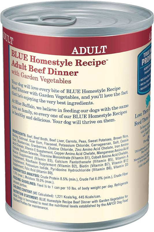 Blue Buffalo Adult Homestyle Beef with Garden Vegetables Wet Dog Cans (12.5oz)