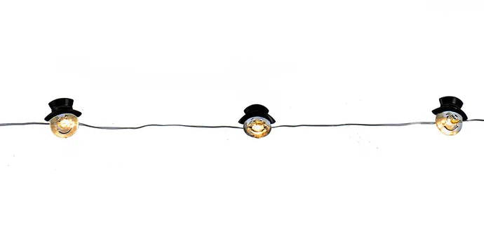 20-Light Battery-Operated LED String Lights - Snowman