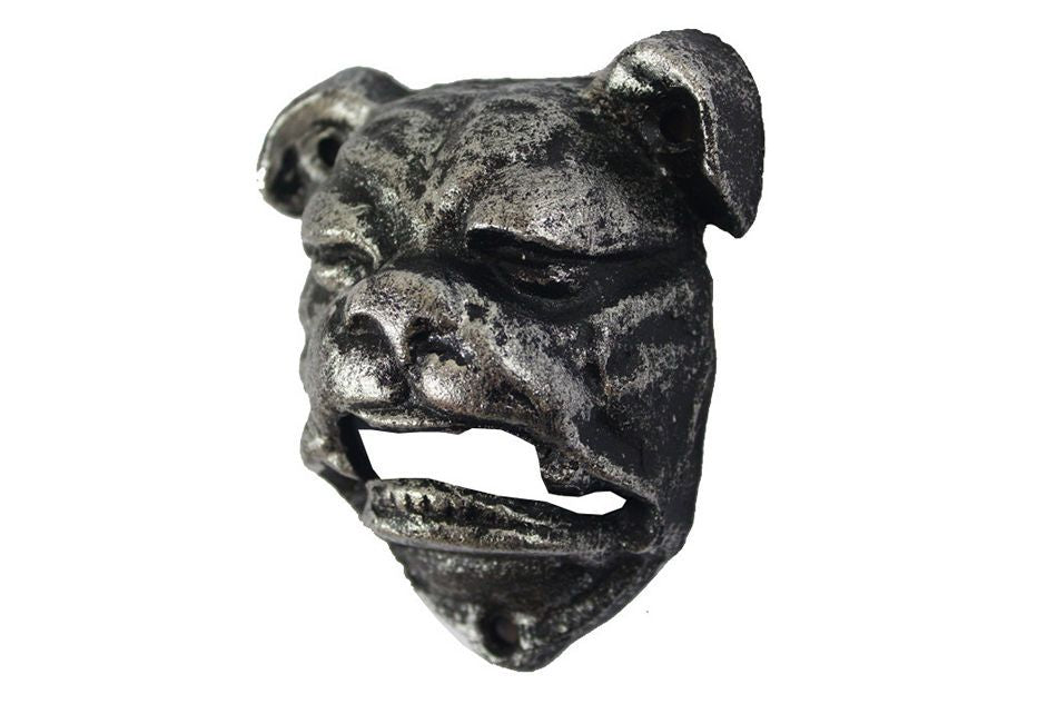 Rustic Silver Cast Iron Bulldog Bottle Opener 4""