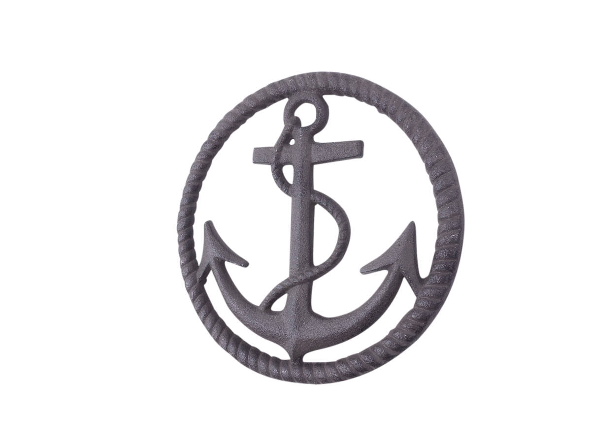 Cast Iron Anchor and Rope Nautical Kitchen Trivet 7""