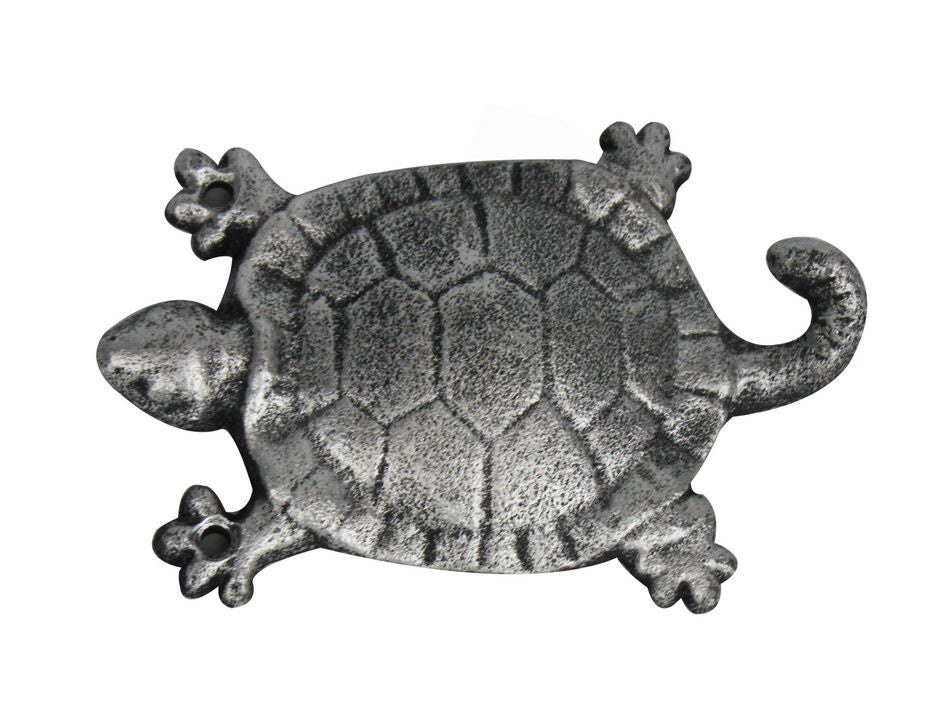 Rustic Silver Cast Iron Turtle Hook 6""