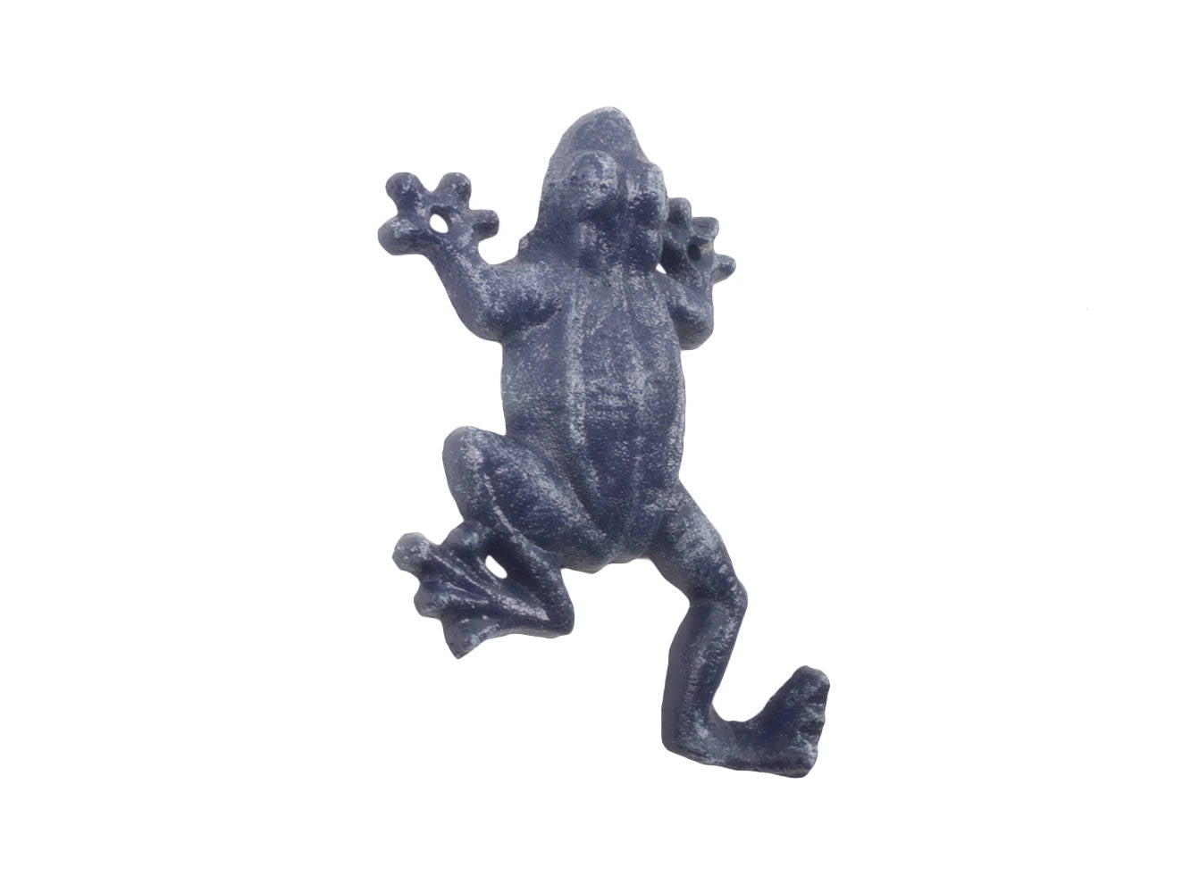 Rustic Dark Blue Cast Iron Frog Hook 6""