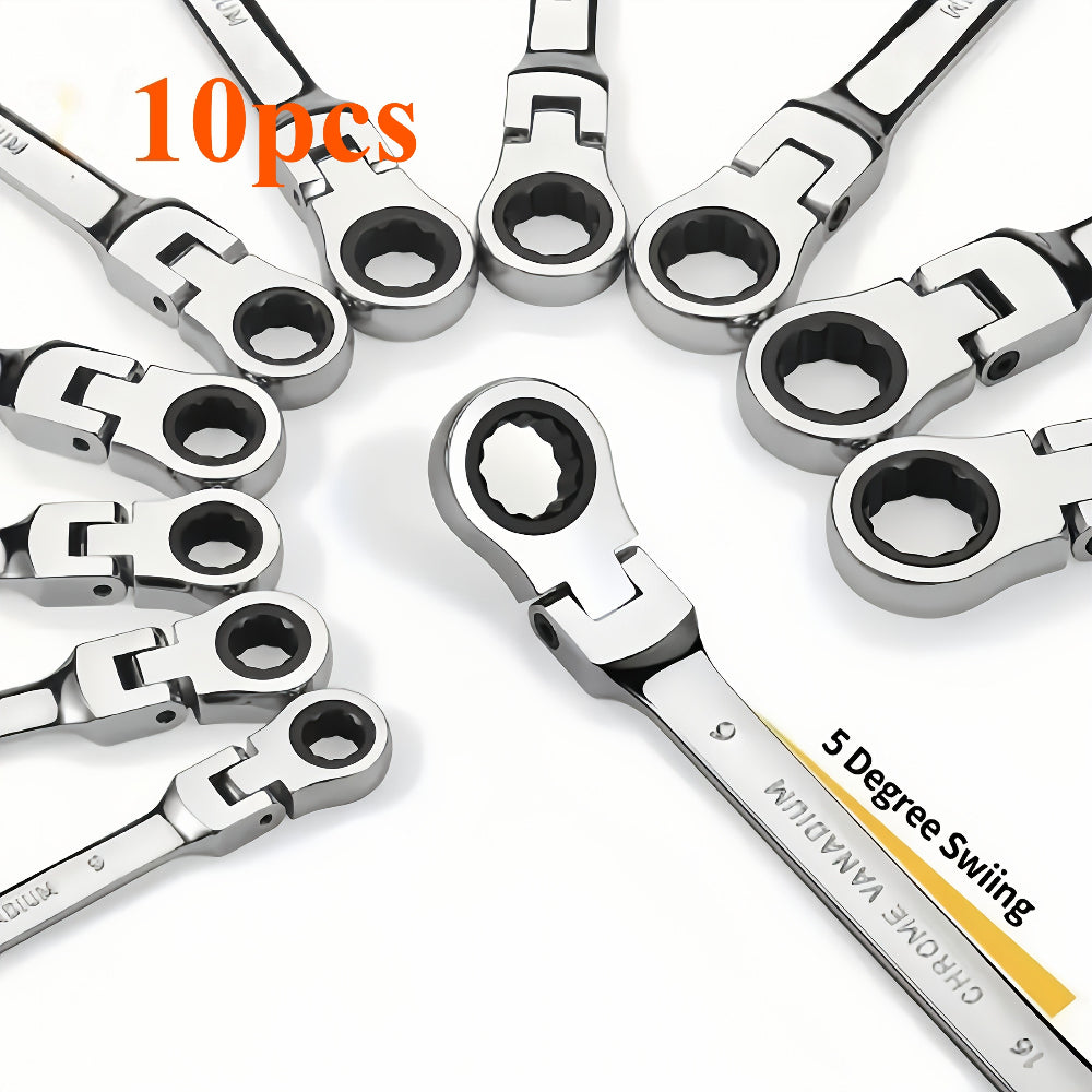 2/10pcs Heavy-duty Industrial 72-tooth Socket Wrenches, Fixed Head and Ratchet Mechanical Tools, 2-in-1 Open and Box Wrenches, Cr-V Structure, Auto Repair, DIY, Professional Tool Kit (compatible with 6&8mm)