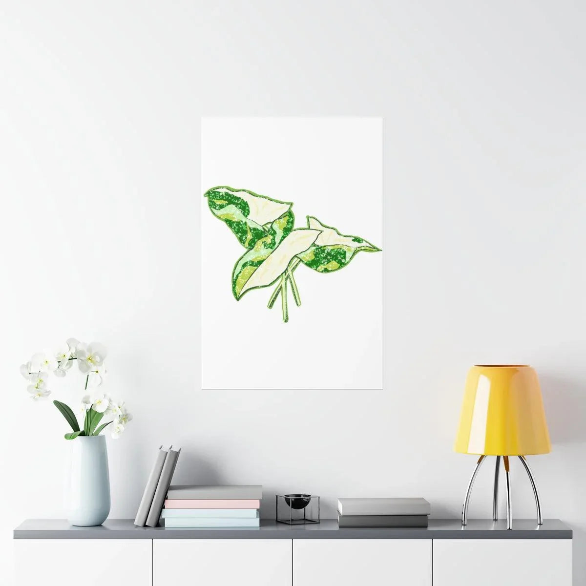 Marble Syngonium Botanical Print – Unframed Wall Art