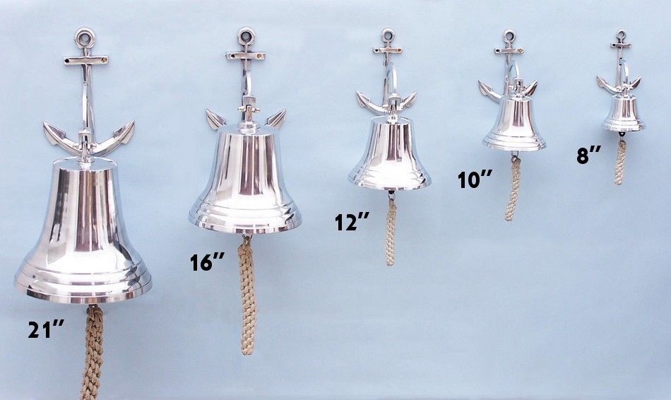 Chrome Hanging Anchor Bell 12""