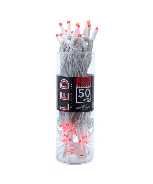 50-Light 5mm Red Frosted LED White Wire Light Set