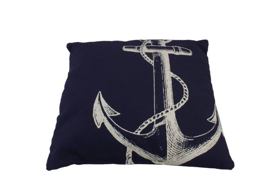 Blue and White Anchor Decorative Throw Pillow 14""