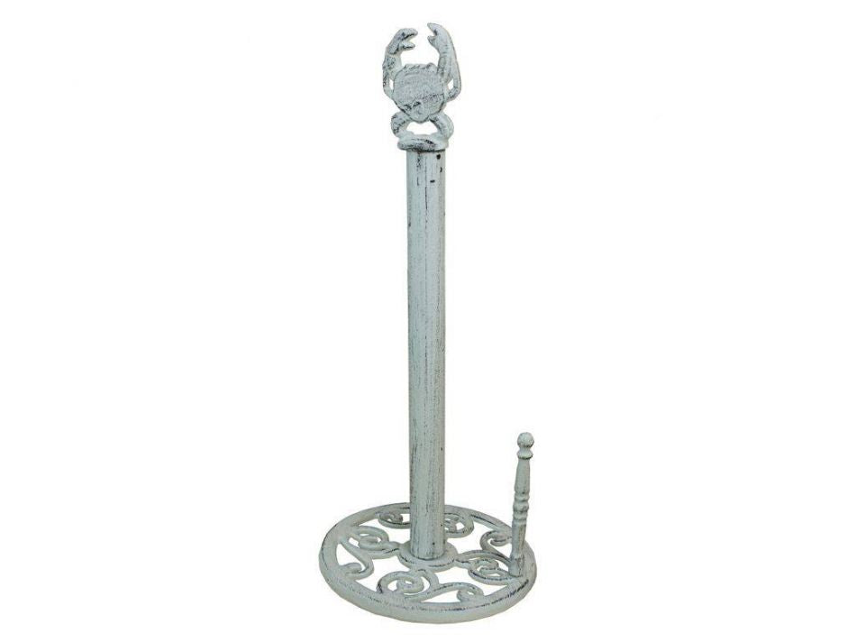 Whitewashed Cast Iron Crab Paper Towel Holder 16""