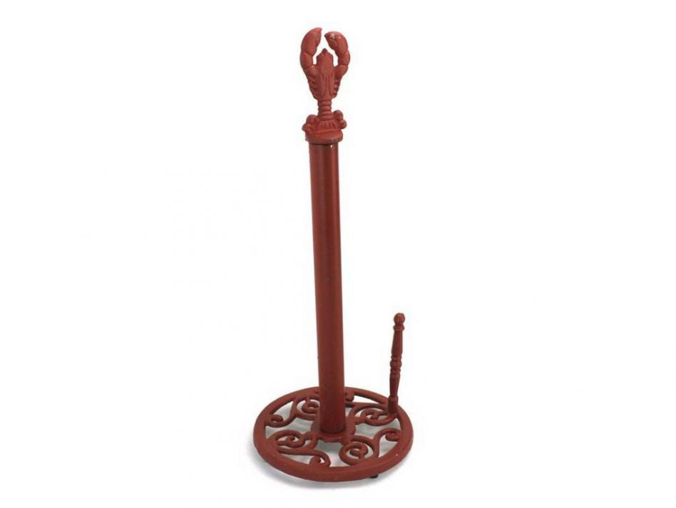 Rustic Red Cast Iron Lobster Paper Towel Holder 16""