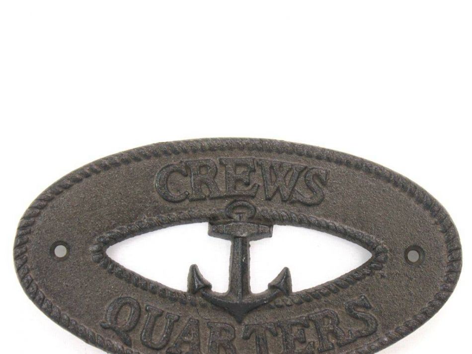 Cast Iron Crews Quarters with Anchor Sign 8""
