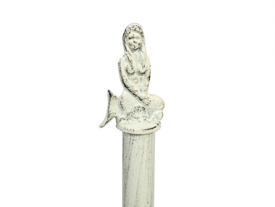 Whitewashed Cast Iron Mermaid Paper Towel Holder 16""