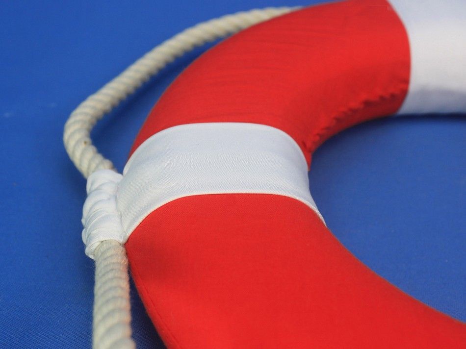 Vibrant Red Decorative Lifering with White Bands 20""
