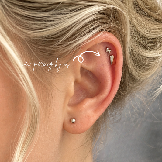 Lightning Bolt Shaped Threadless Labret Titanium Flat Back Earring