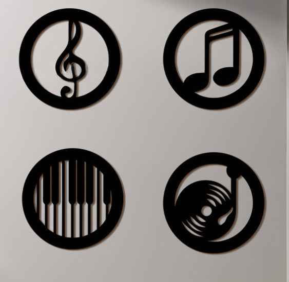 Black Music Notes Wooden Wall Home Decor