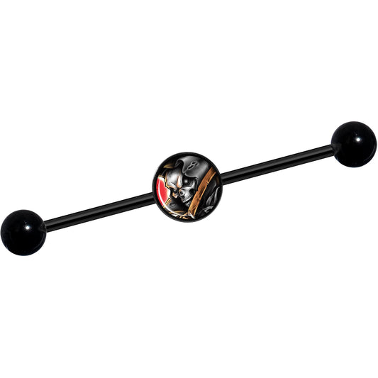 14G Wake the Dead Grim Reaper Halloween Black Industrial Barbell 37mm
