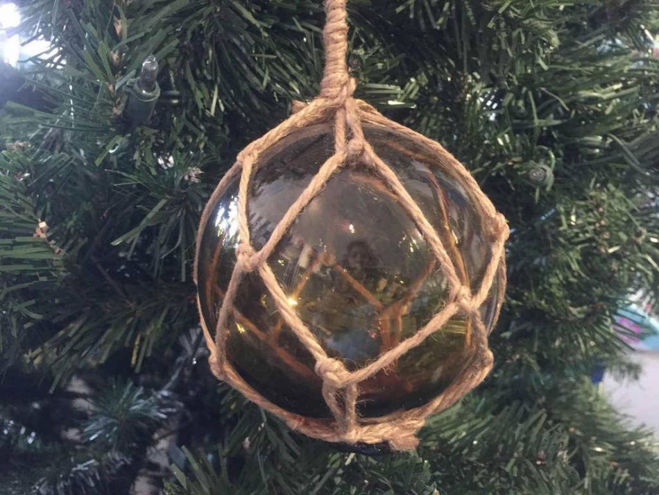 Amber Japanese Glass Ball Fishing Float Decoration Christmas Ornament 4""