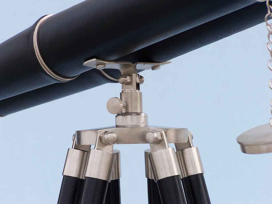Floor Standing Admiral's Brushed Nickel with Leather Binoculars 62""