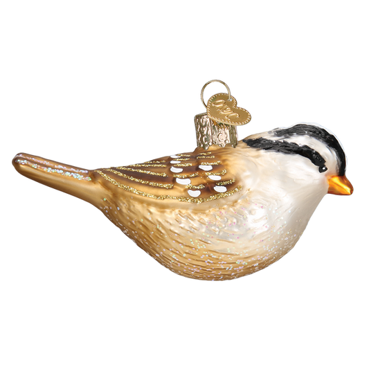 White Crowned Sparrow Glass Ornament