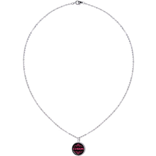 Custom Pink Personalized Name Silver Plated Chain Necklace