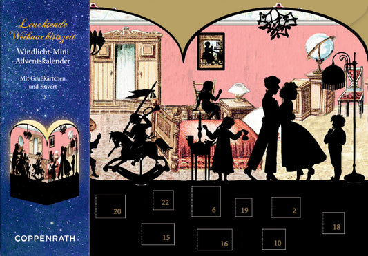 Christmas Morning Silhouette Advent Lantern Card With Envelope