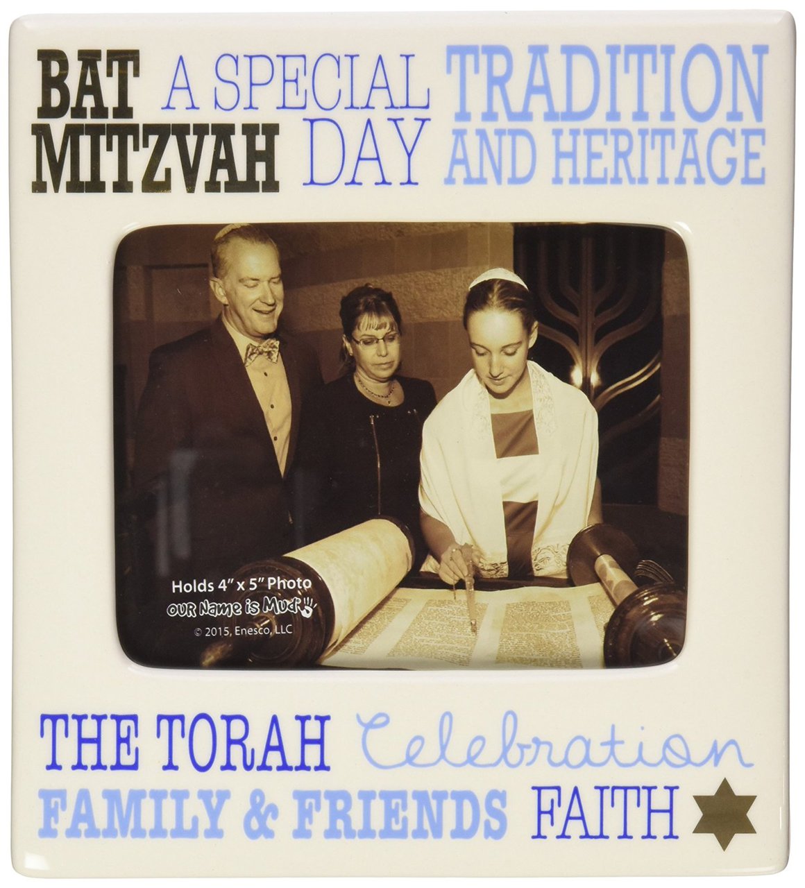 Bat Mitzvah Picture Frame Gold Accents