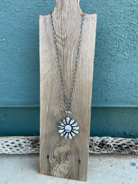 Handcrafted Sterling Silver And White Buffalo Cluster Necklace By Ella Peters