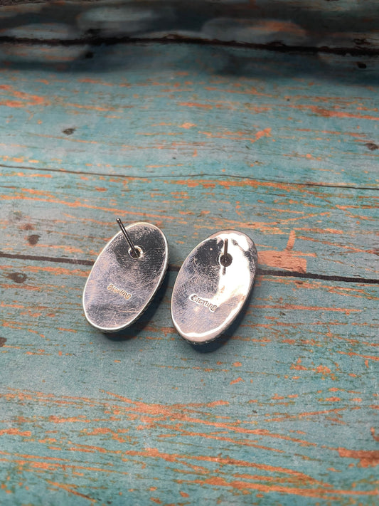Handcrafted Turquoise And Sterling Silver Post Earrings
