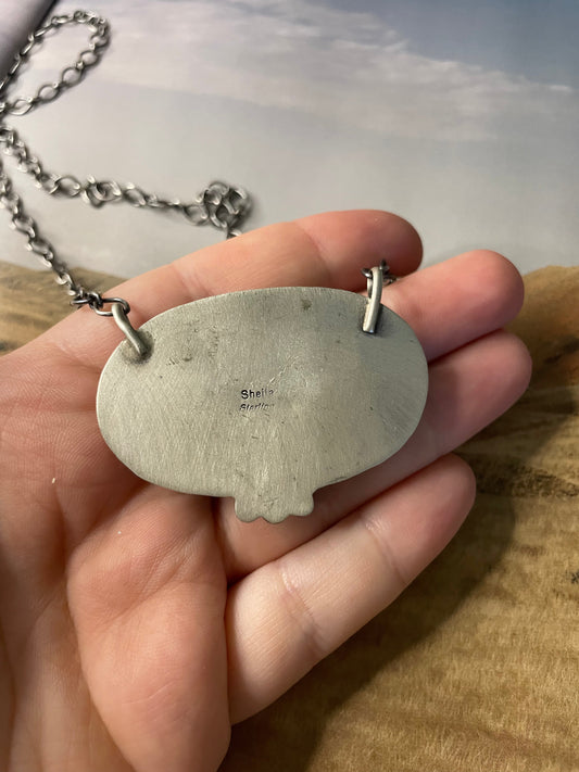 Handcrafted Handmade Number 8 Turquoise And Sterling Silver Necklace By Sheila Becenti