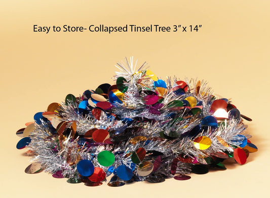 Pop Up 5 Foot Tinsel Tree - Red