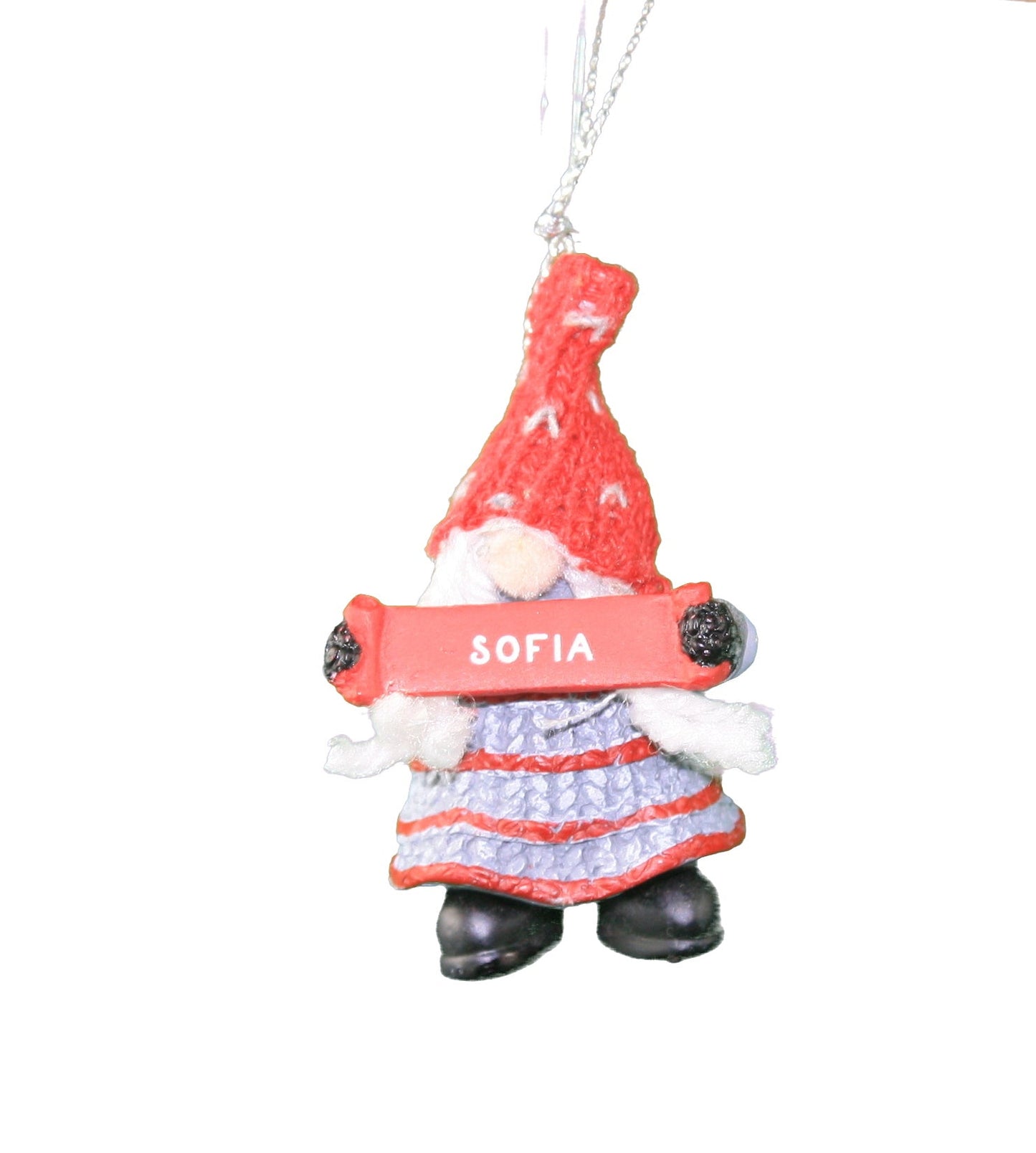 Personalized Gnome Ornament (Letters R-Z) - Sofia