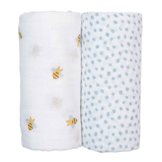 Lulujo Cotton Swaddles Bees And Dots