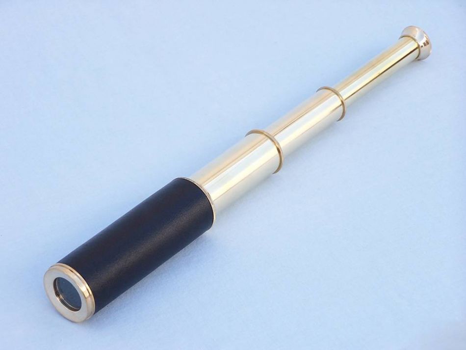 Deluxe Class Captain's Brass - Leather Spyglass Telescope 15"" w/ Rosewood Box