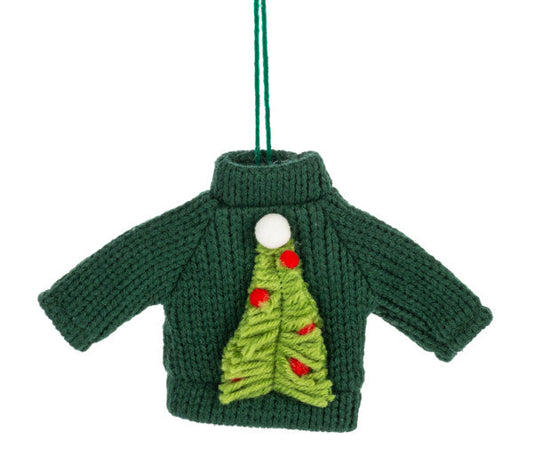 Knit Christmas Sweater Ornament - Red