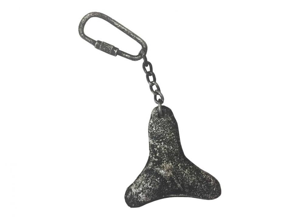 Antique Silver Cast Iron Propeller Key Chain 5""