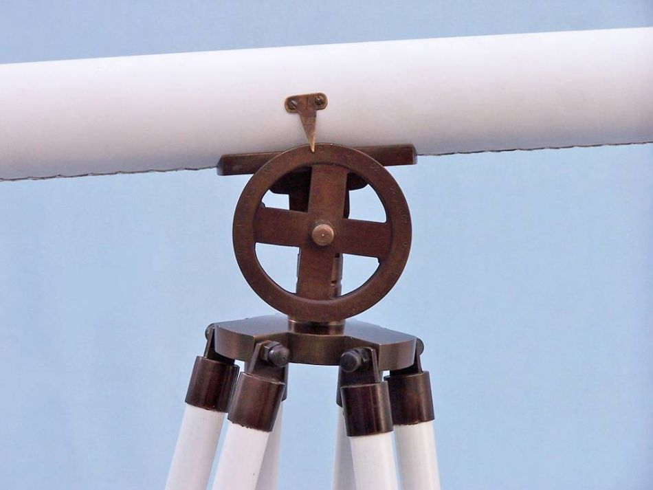 Floor Standing Bronzed With White Leather Griffith Astro Telescope 65""