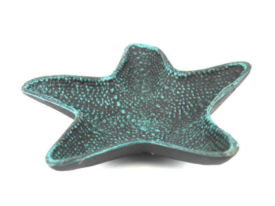 Seaworn Blue Cast Iron Starfish Decorative Bowl 8""