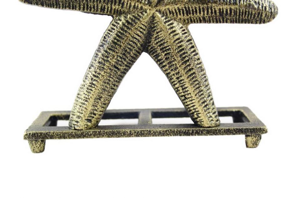 Antique Gold Cast Iron Starfish Napkin Holder 6""