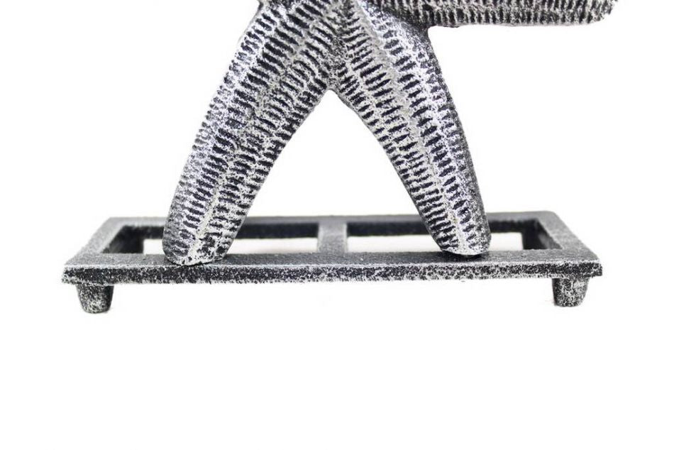 Antique Silver Cast Iron Starfish Napkin Holder 6""