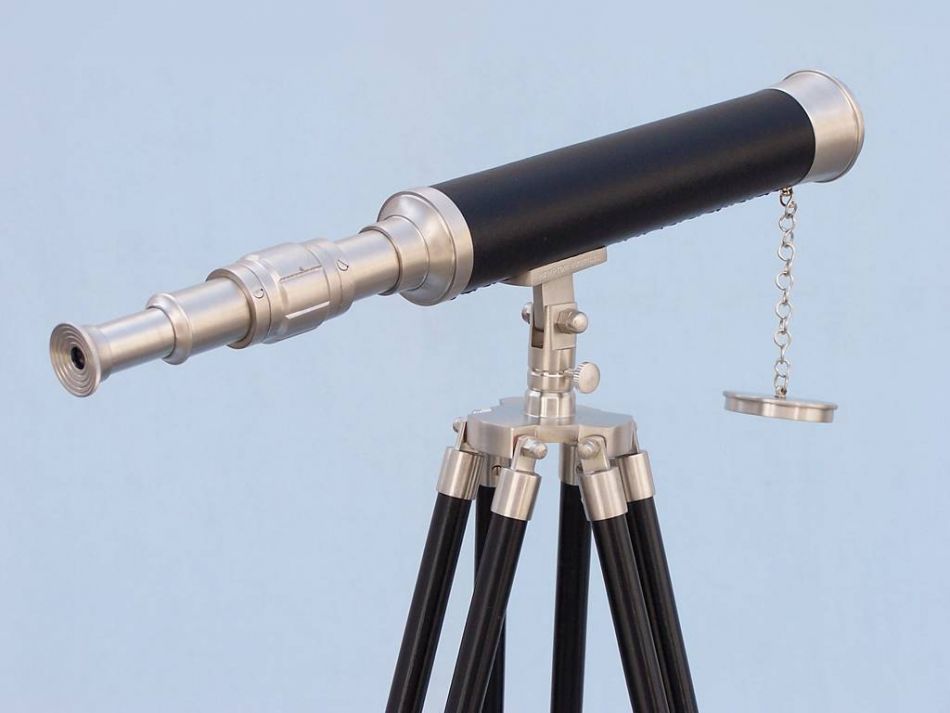 Floor Standing Brushed Nickel With Leather Harbor Master Telescope 50""