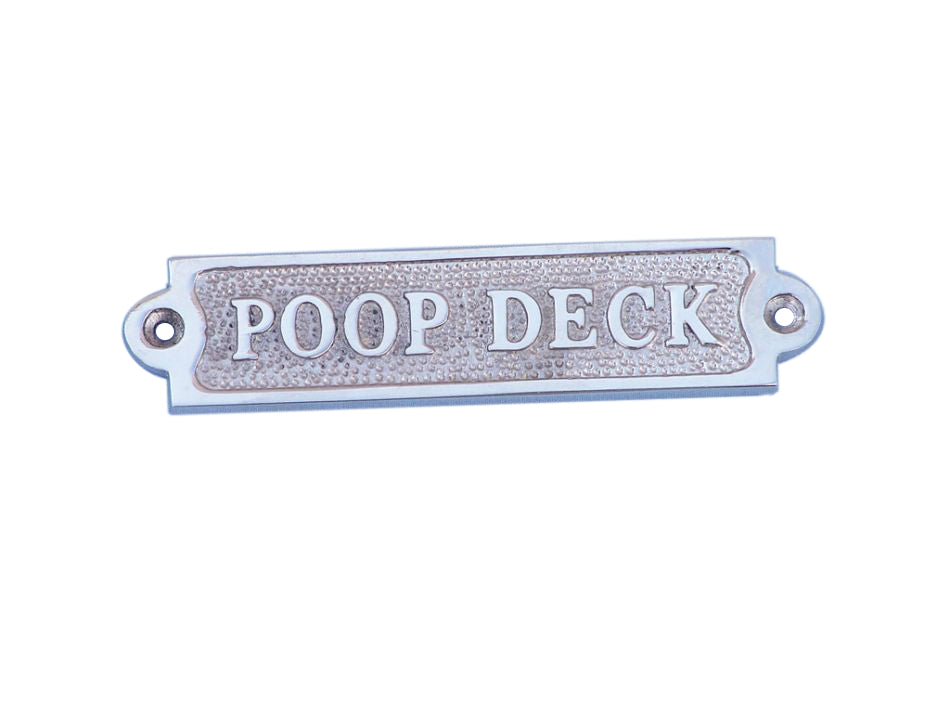 Chrome Poop Deck Sign 6""