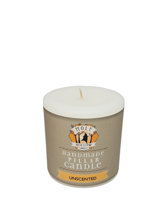 Mole Hollow Unscented Pillar Candle (Stark White) -