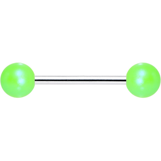Matte Iridescent Neon Green 6mm Acrylic Ball Barbell Tongue Ring