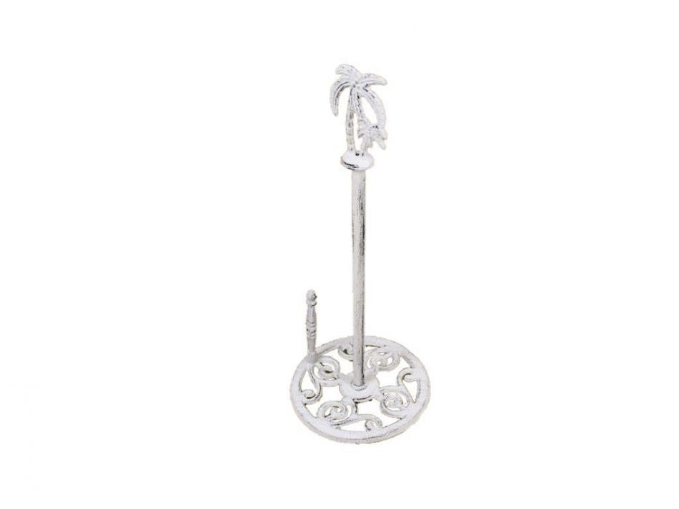 Whitewashed Cast Iron Palm Tree Paper Towel Holder 17""