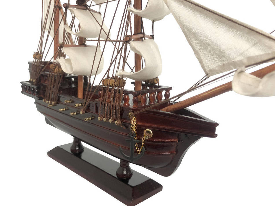 Wooden John Gow's Revenge White Sails Pirate Ship Model 20""