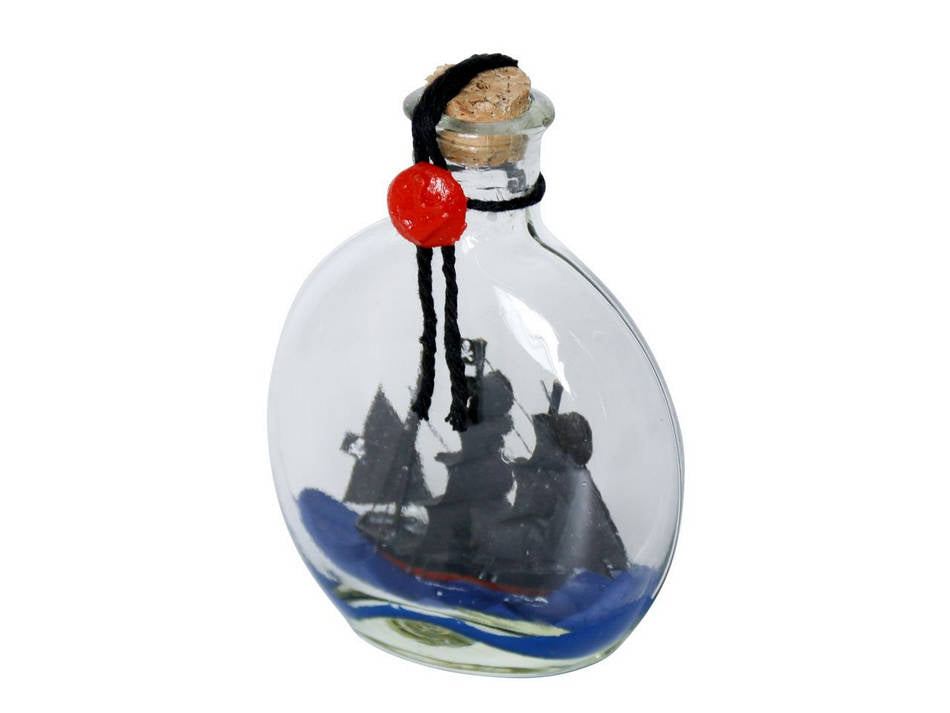 Black Pearl Model Ship in a Glass Bottle 4""