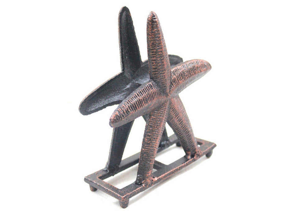 Rustic Copper Cast Iron Starfish Napkin Holder 6""