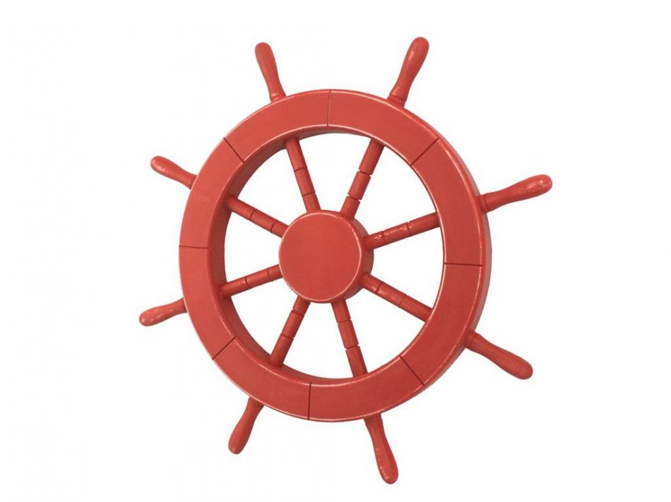 Rustic Red Decorative Ship Wheel 18""