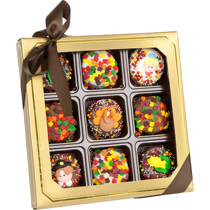 Thanksgiving Hand Dipped & Decorated Sandwich Cookie- Gift Box