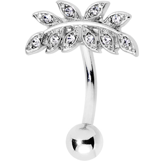 Clear Gem Sprouting Ivy Leaf Belly Ring